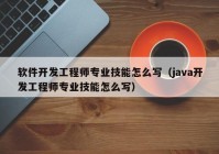 软件开发工程师专业技能怎么写（java开发工程师专业技能怎么写）