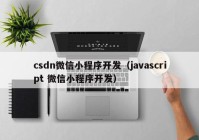 csdn微信小程序开发（javascript 微信小程序开发）