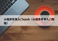 小程序开发入门epub（小程序开发入门教程）